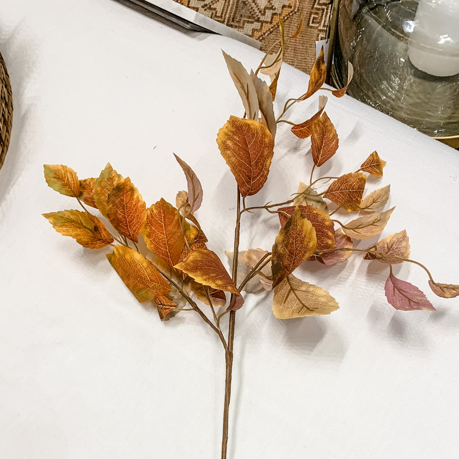 Yellow & Rust Birch Leaves Stem 34"