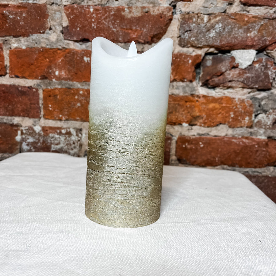 Champagne Ombre Wax Pillar LED Candle