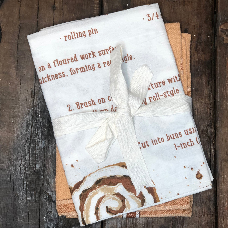 Cinnamon Roll Recipe Dishtowel Set of 2