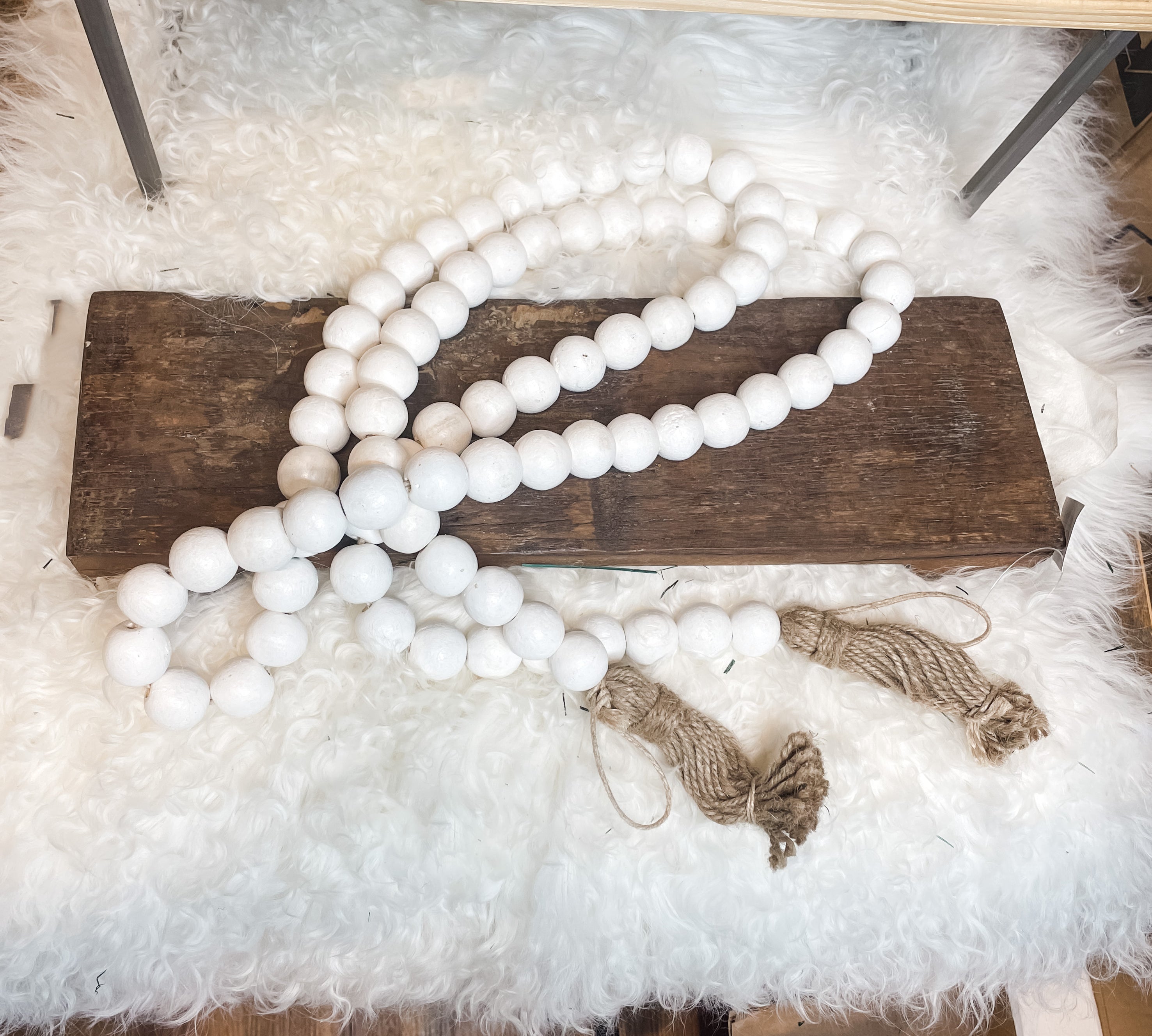 White Mixed Bead Garland