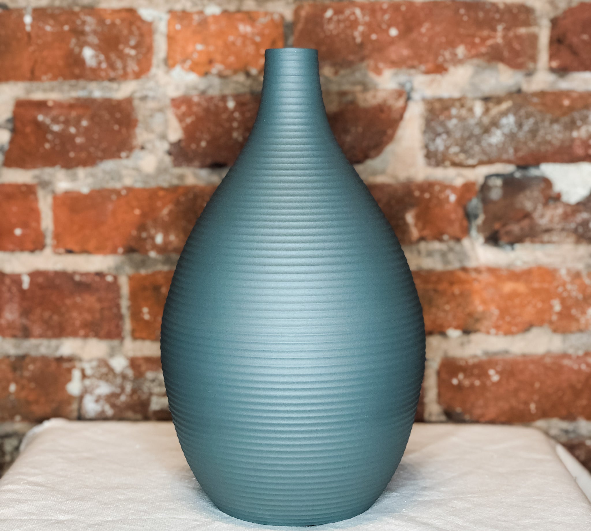 Matte Gray Long Neck Metal Vase