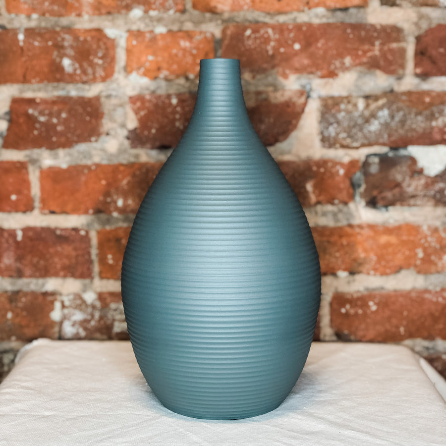 Matte Gray Long Neck Metal Vase