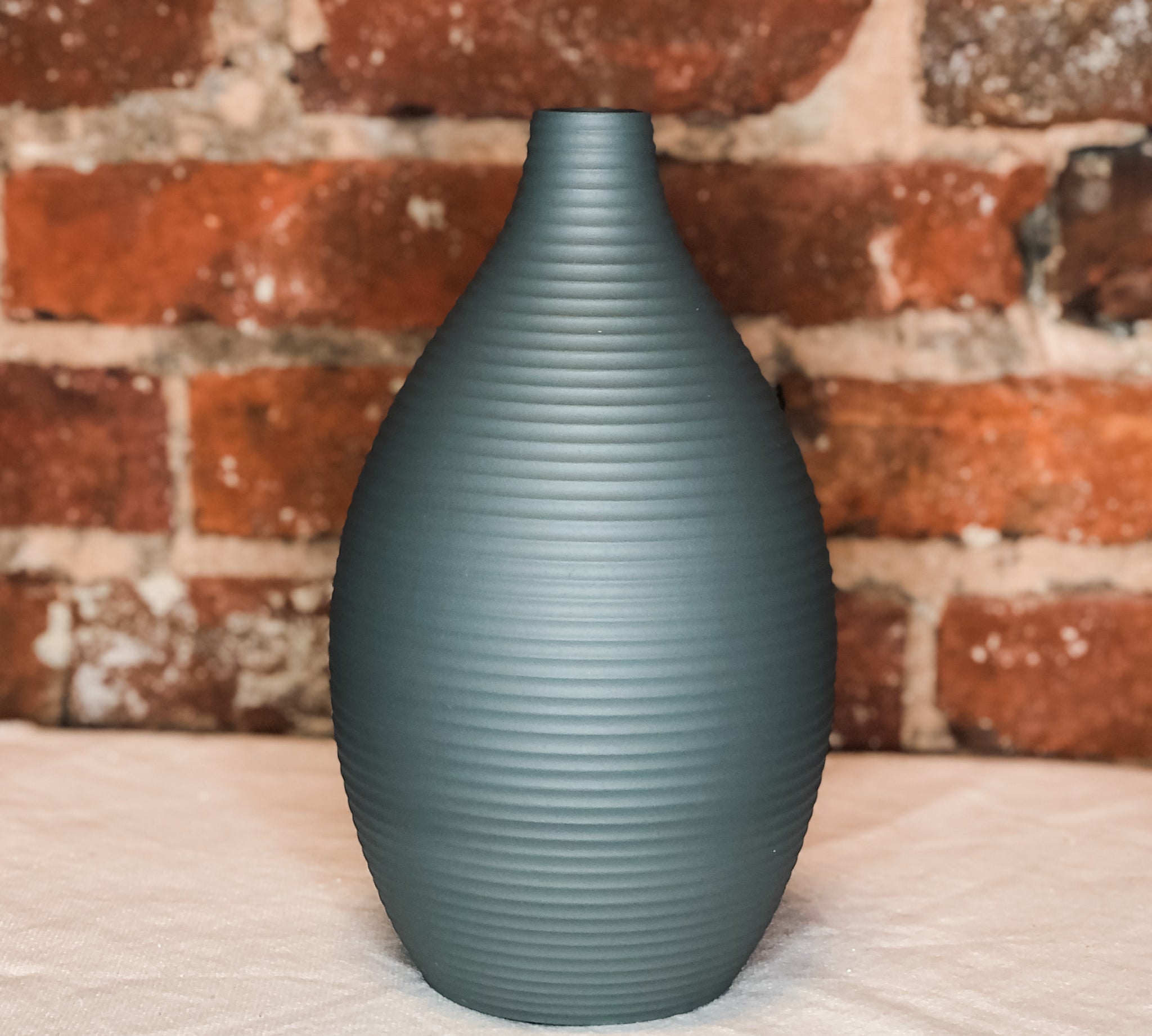 Matte Gray Long Neck Metal Vase