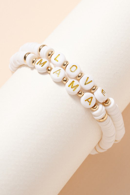 Love Mama Rubber Beaded Bracelet Set