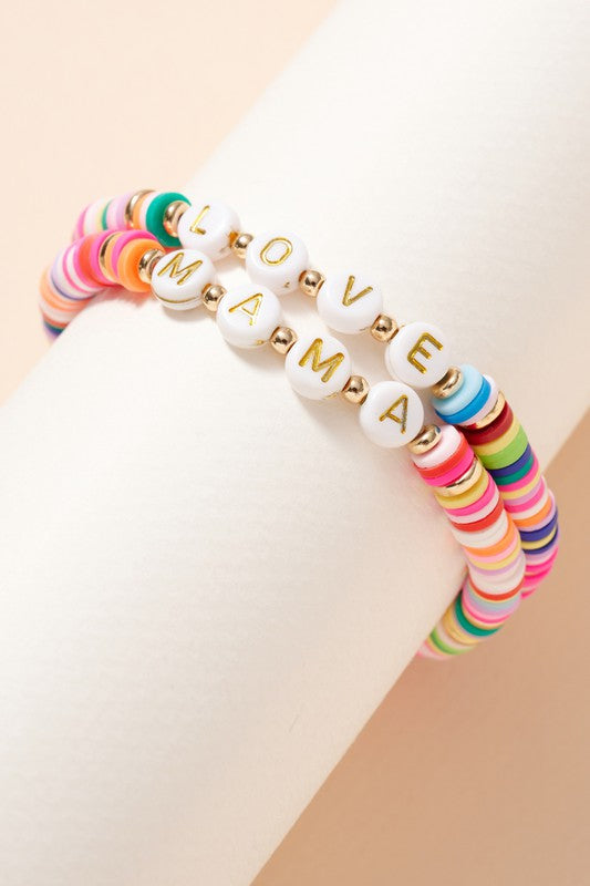 Love Mama Rubber Beaded Bracelet Set