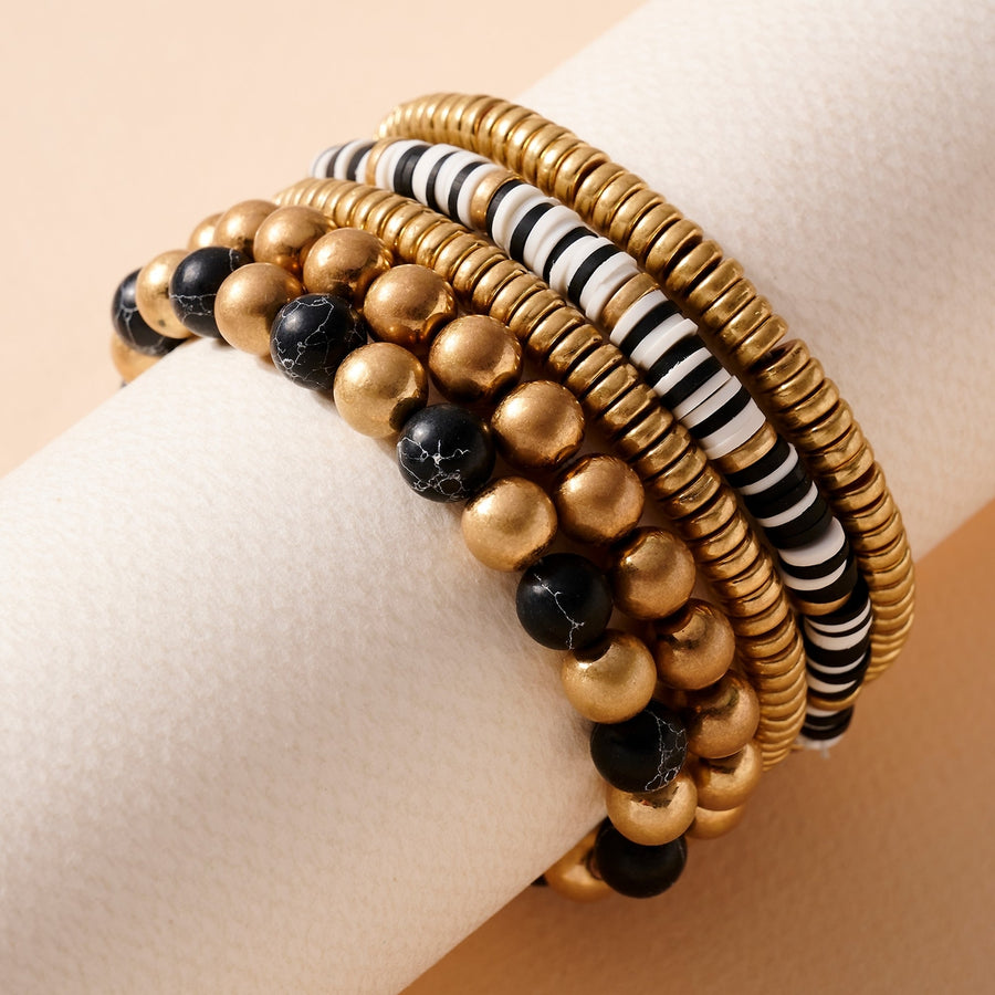Stone/Rubber Bead Stretch Bracelet Set