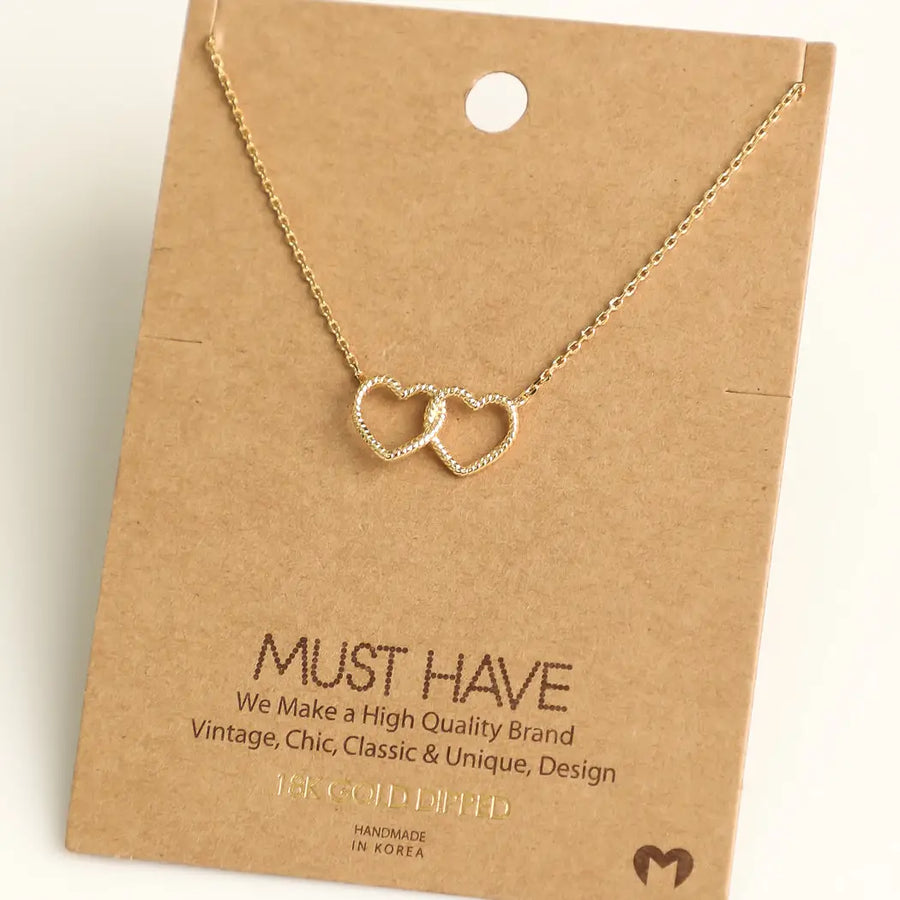 Double Heart Pendant Necklace