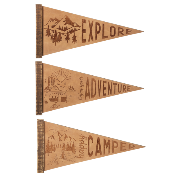Stamped Leather Pennant Banner Wall Decor
