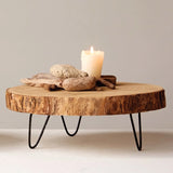 Paulownia Wood Pedestal w/ Metal Legs 9"
