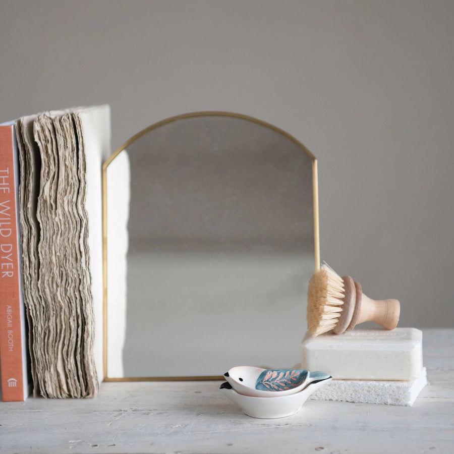 Gold Metal Framed Standing Mirror 7.75x9.75x2"