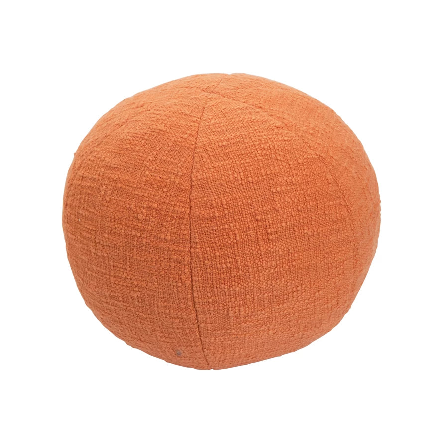 Tangerine Cotton Slub Orb Pillow 10”