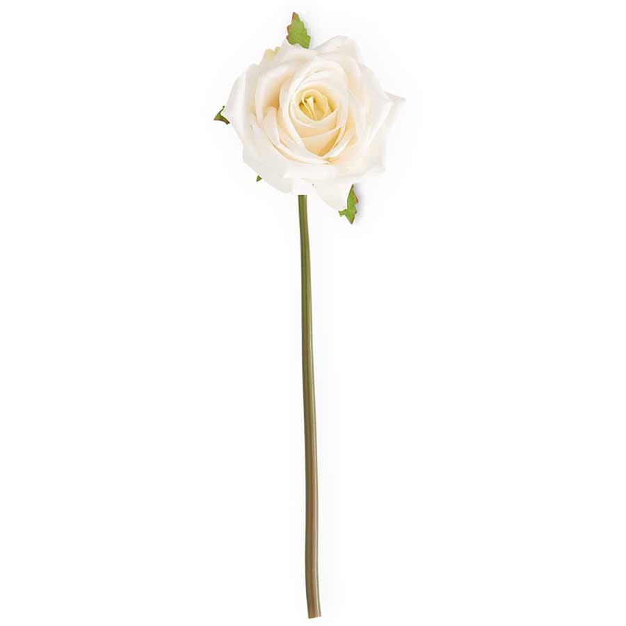 White Real Touch Full Bloom Rose Stem 14"