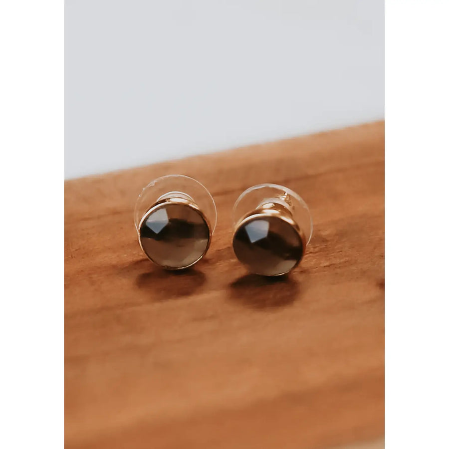 Grey Stone Stud Earrings
