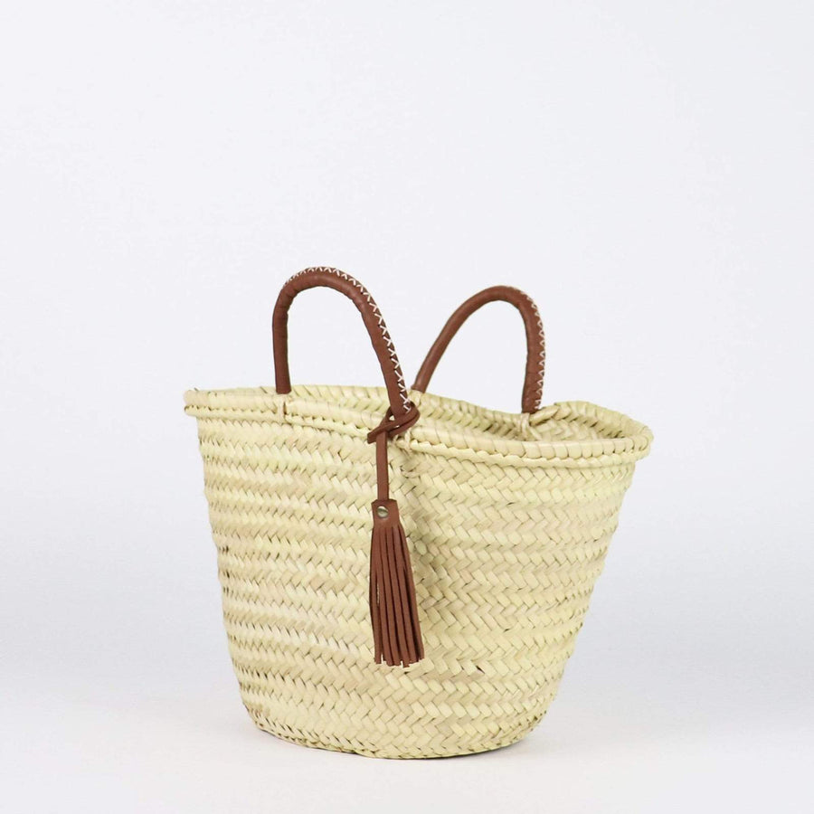 Straw French Basket With Leather Tassel