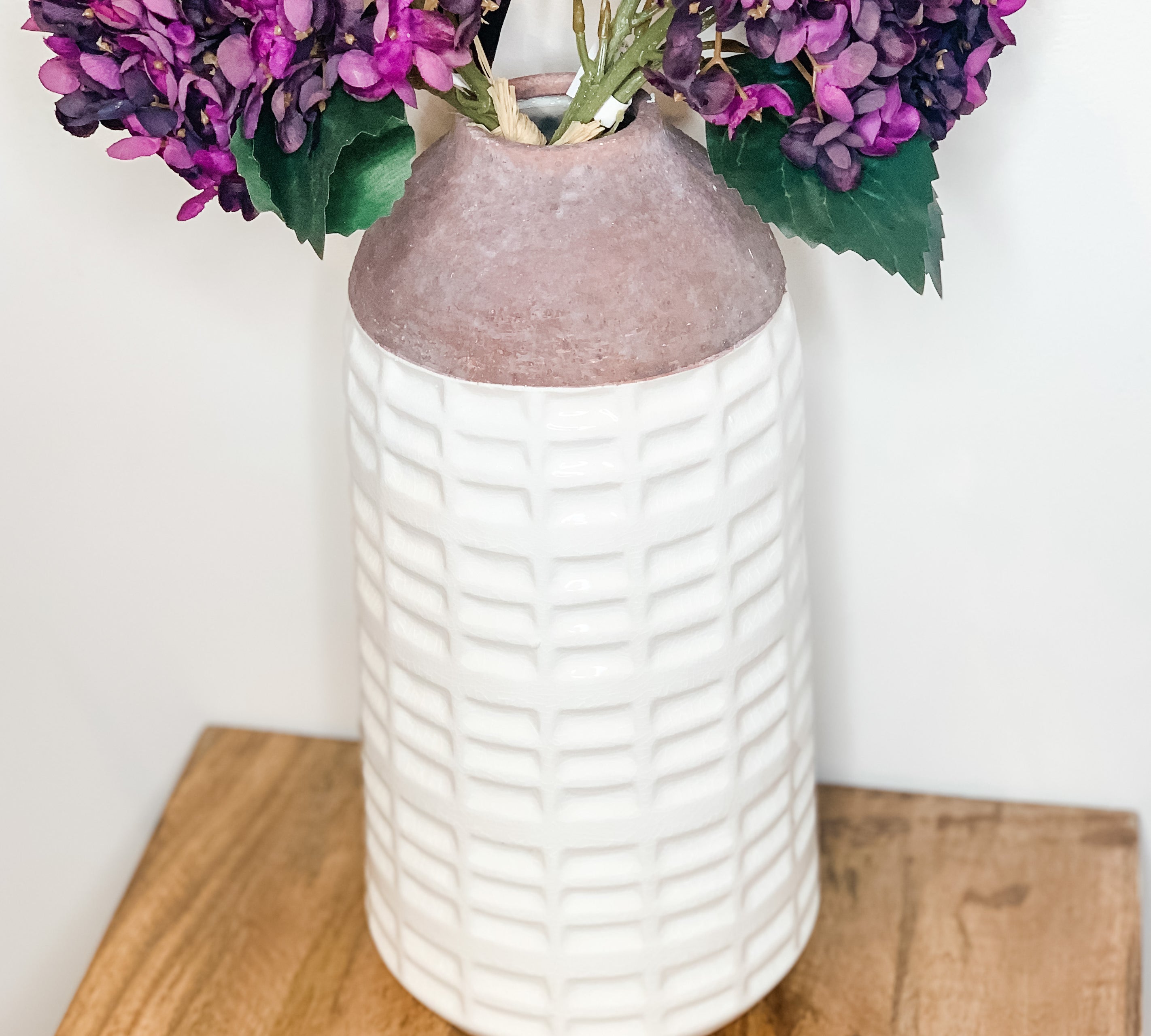 Large White Glazed Stoneware Vases