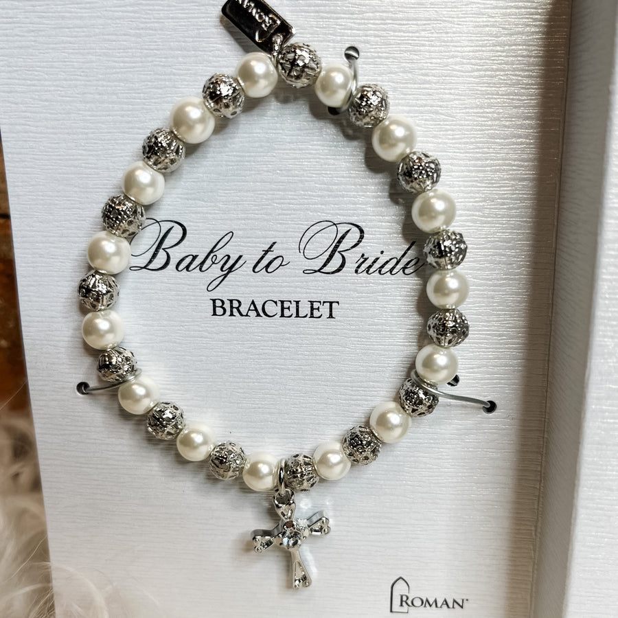 Silver/Pearl Baby to Bride Bracelet