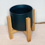 Modern Ceramic Pot on Bamboo Stand