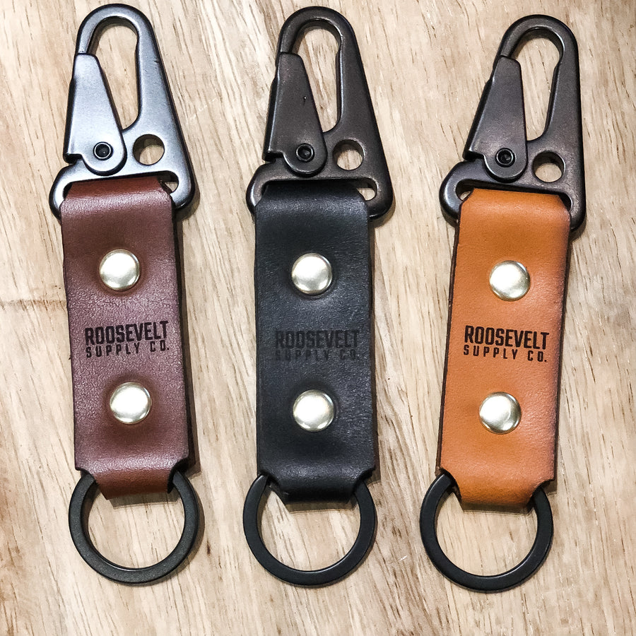 Leather Keychain w/ Black Clip