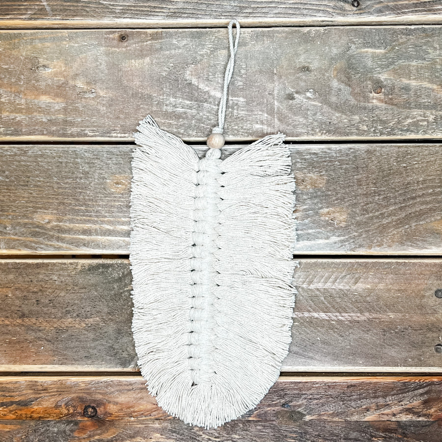 Boho Macrame Feather Orn. 9”