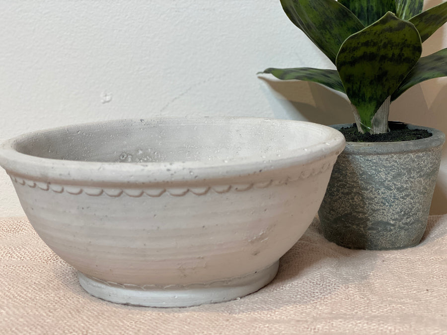 Whitewashed Garden Planter Bowl