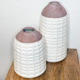 Large White Glazed Stoneware Vases