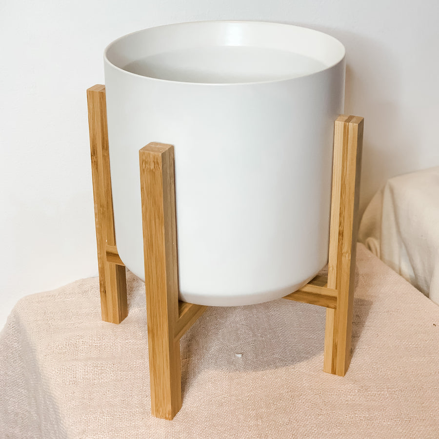 Modern Ceramic Pot on Bamboo Stand