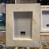 White Marble Photo Frame w/ Brass Inlay