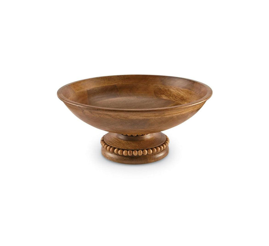 Beaded Wood Pedestal Bowl - MarketPlaceManning