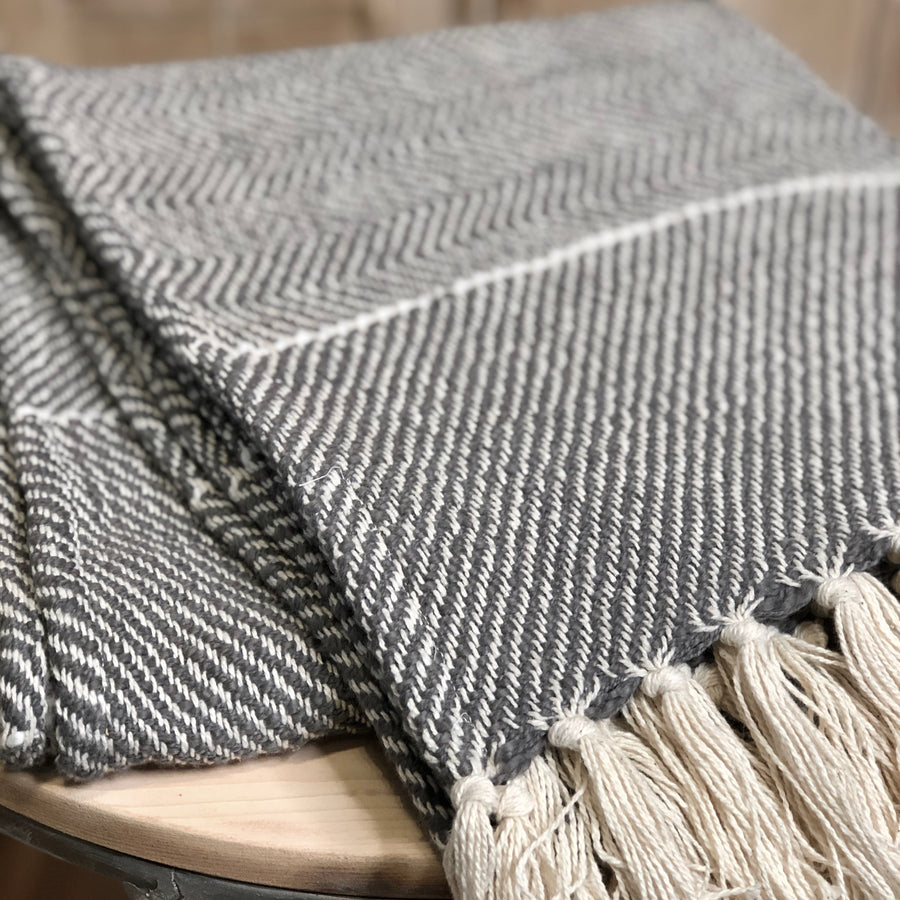 Dark Gray Natural Stripe Throw