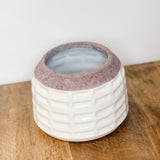White Glazed Stoneware Pots w/ Unglazed Rim