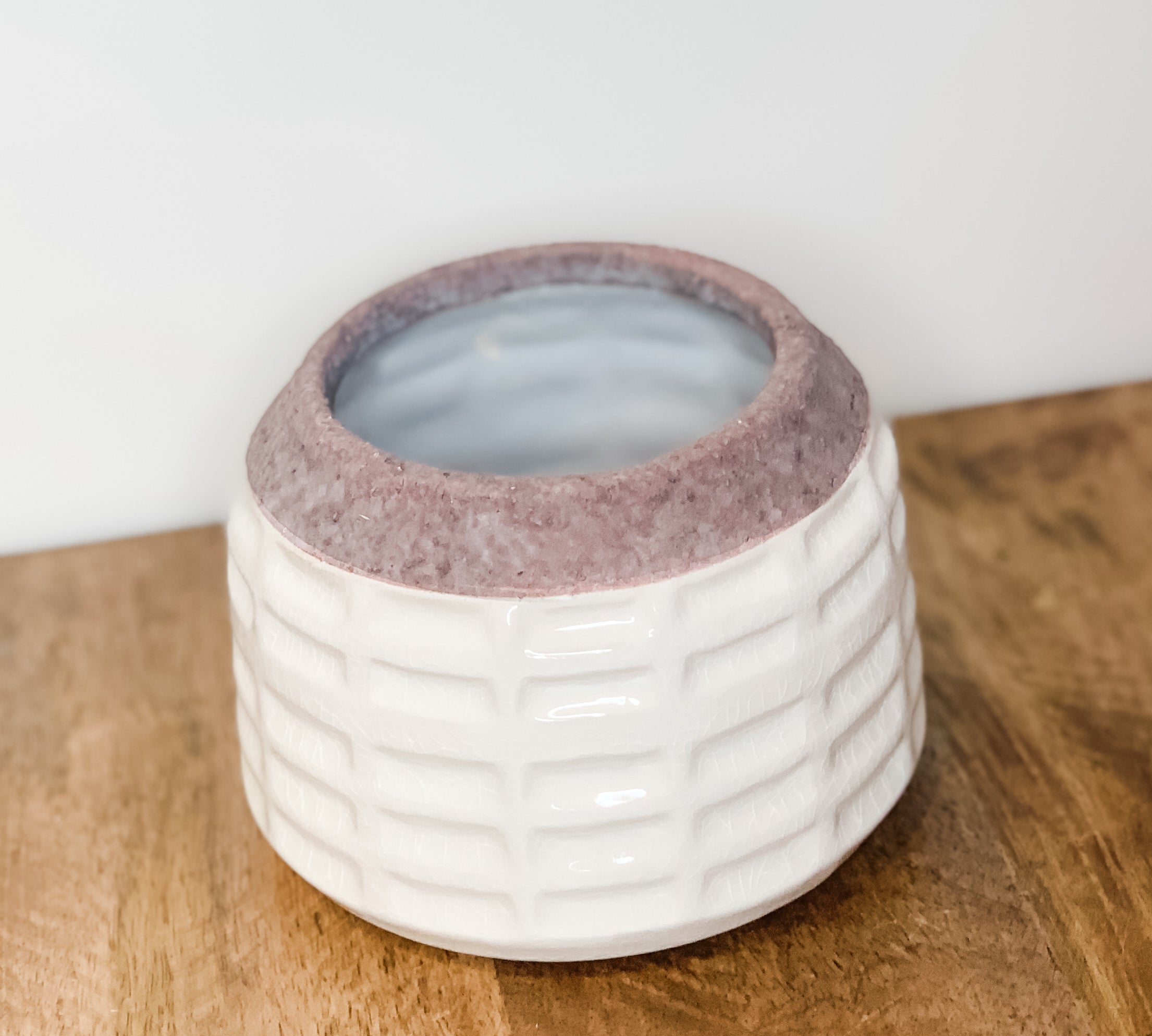 White Glazed Stoneware Pots w/ Unglazed Rim