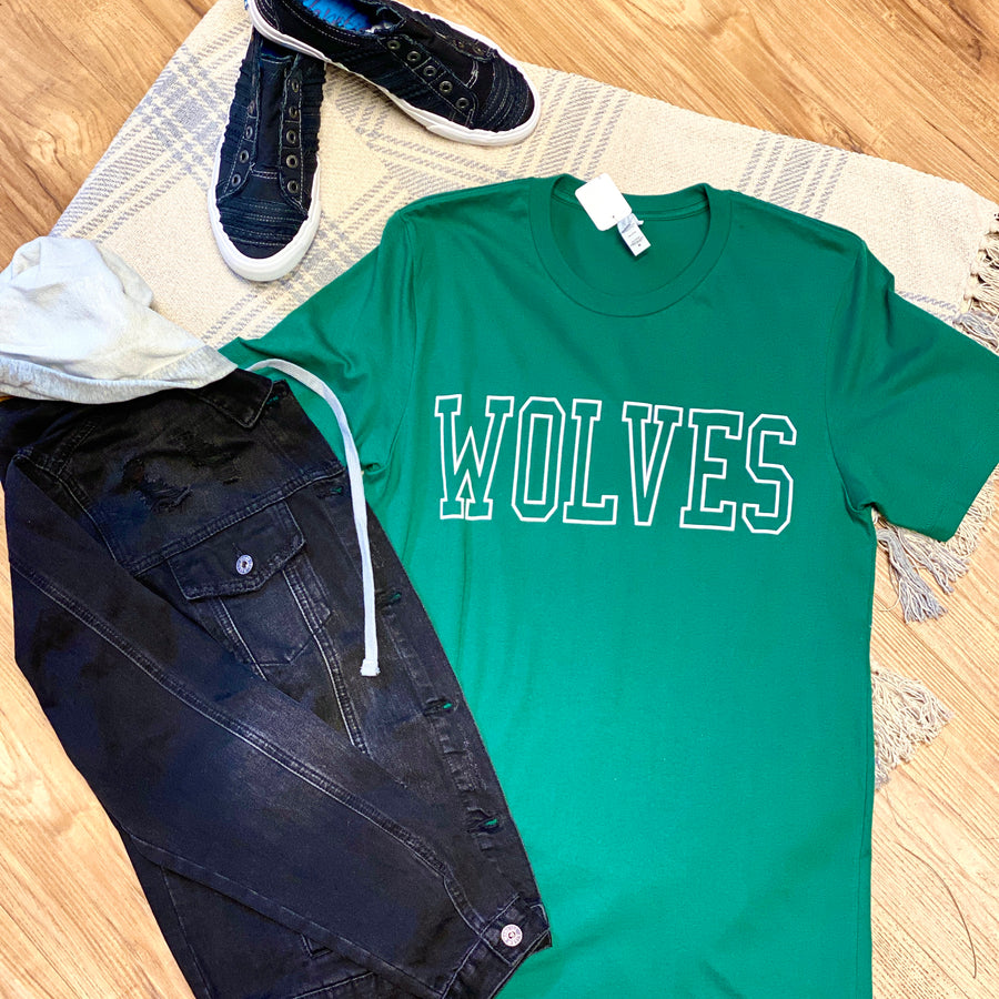 Wolves Outline Green Tee