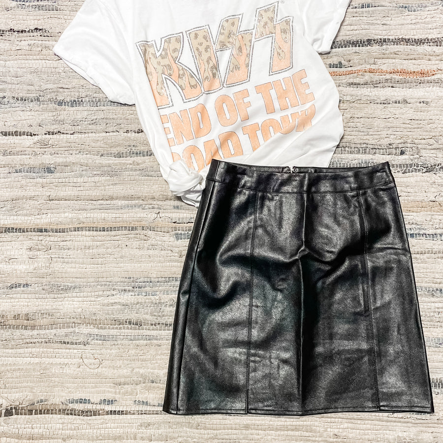Sienna Front Slit Leather Mini Skirt