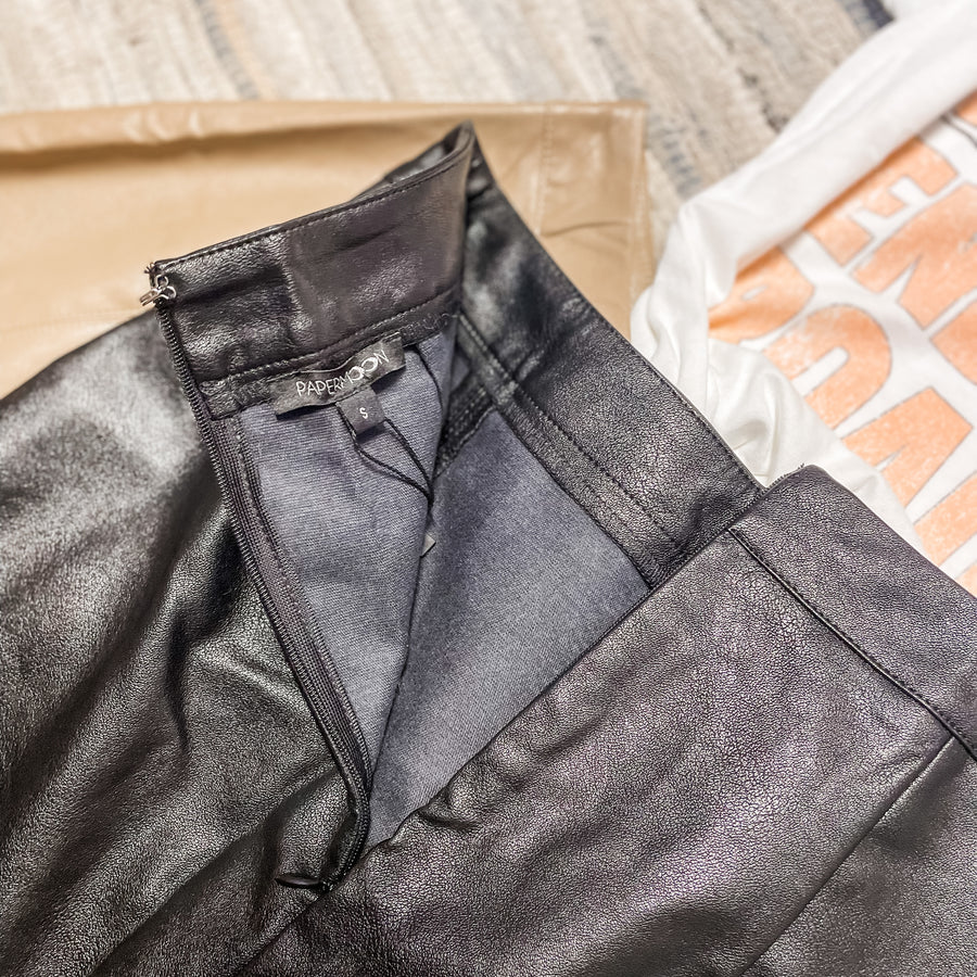 Sienna Front Slit Leather Mini Skirt