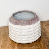 White Glazed Stoneware Pots w/ Unglazed Rim