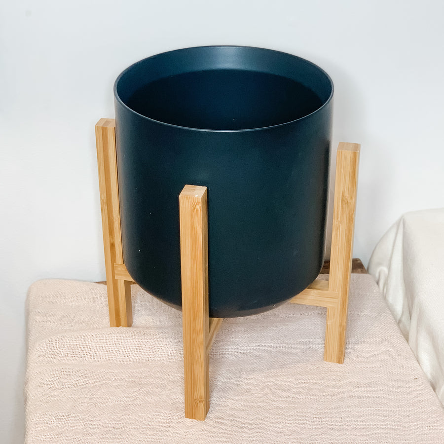 Modern Ceramic Pot on Bamboo Stand