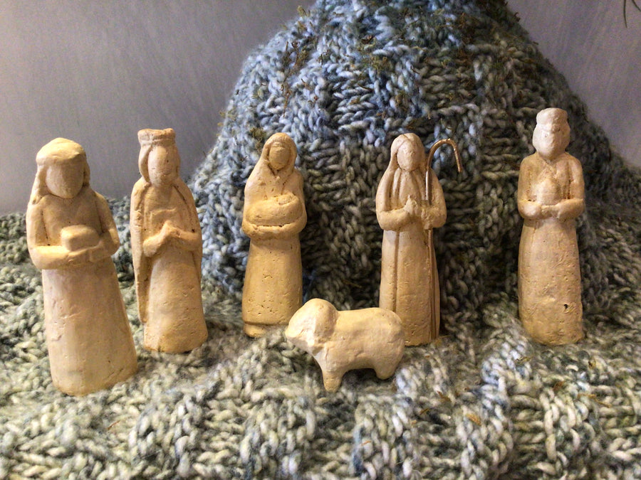 Handmade Paper Mache Nativity 1.25x4.25” Set of 6