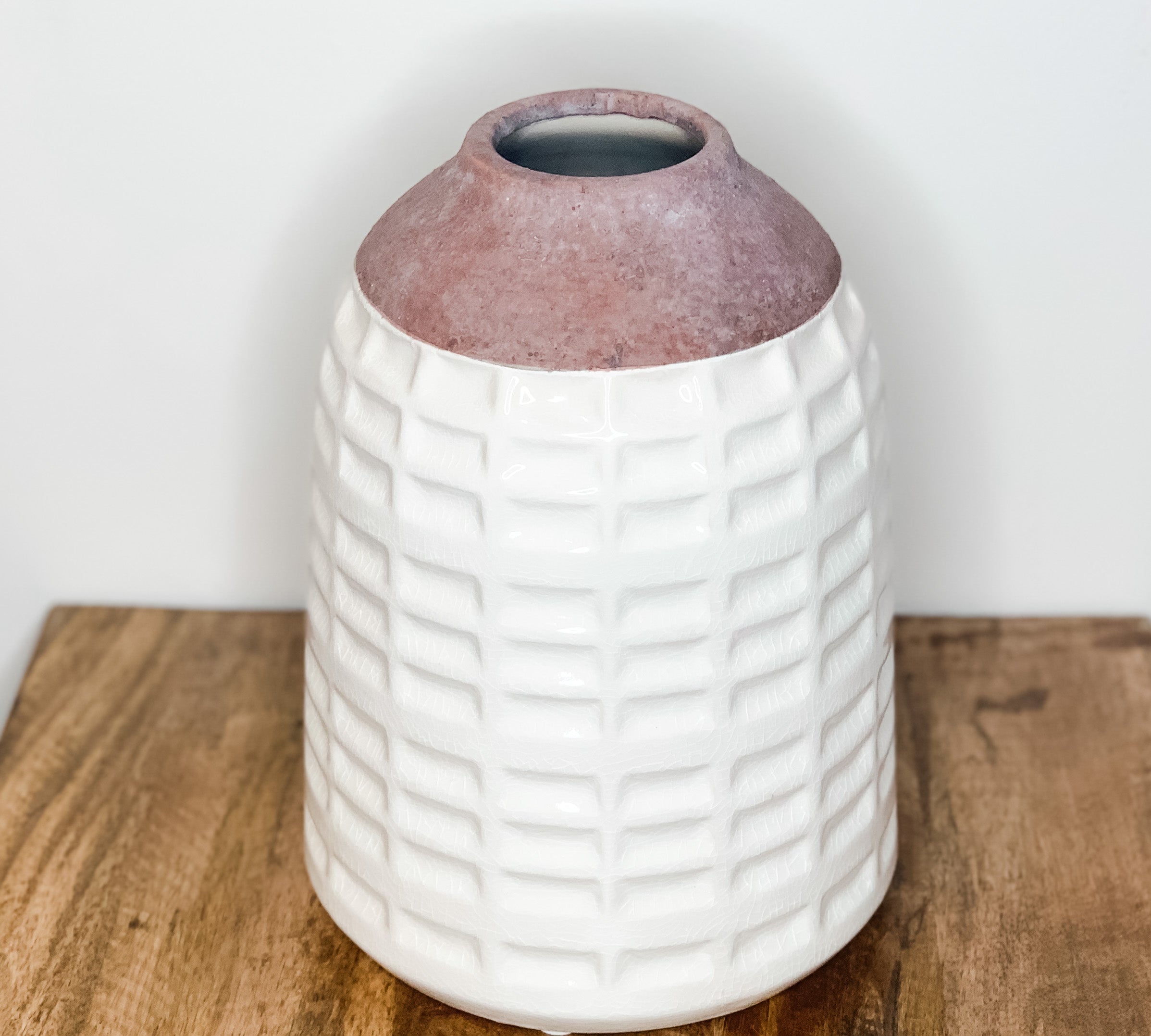 Large White Glazed Stoneware Vases