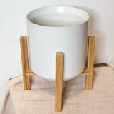 Modern Ceramic Pot on Bamboo Stand