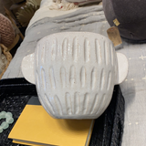White Embossed Stoneware Planter 9.5x6.5