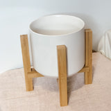 Modern Ceramic Pot on Bamboo Stand