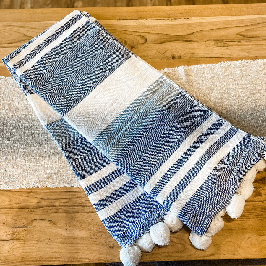 Stripe Pom Throw