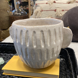 White Embossed Stoneware Planter 9.5x6.5