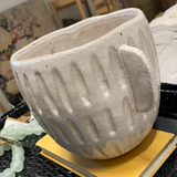 White Embossed Stoneware Planter 9.5x6.5