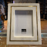 White Marble Photo Frame w/ Brass Inlay