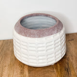 White Glazed Stoneware Pots w/ Unglazed Rim