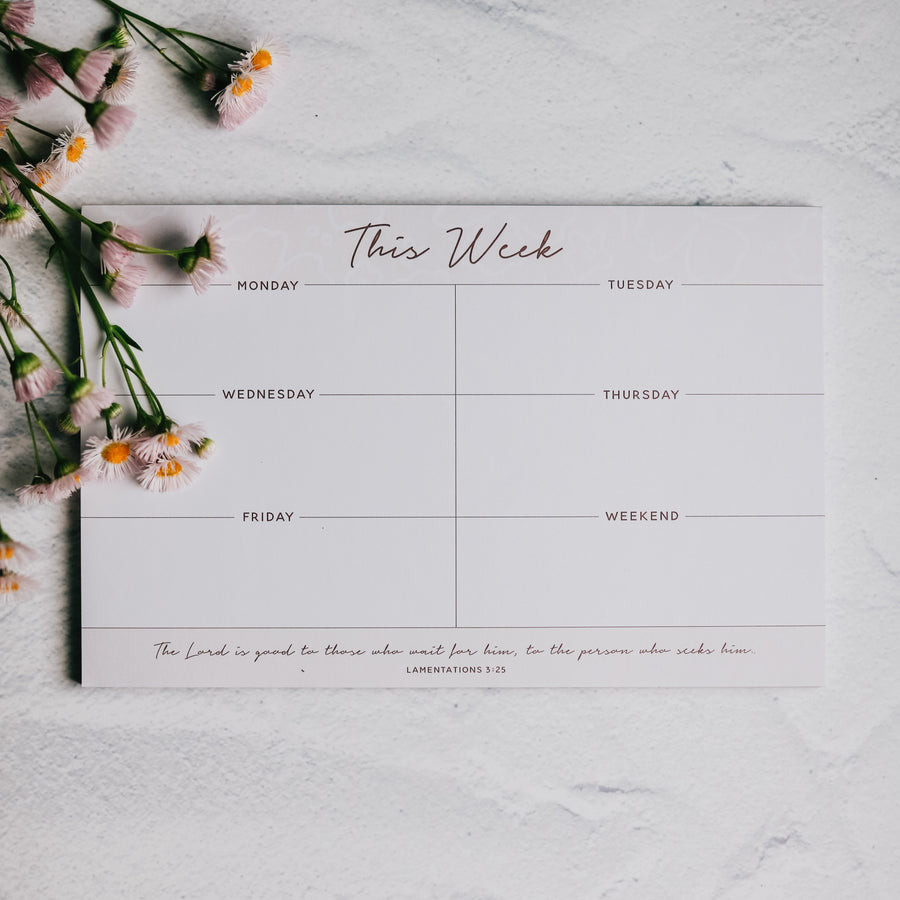 Weekly Overview Notepad- Blush Floral